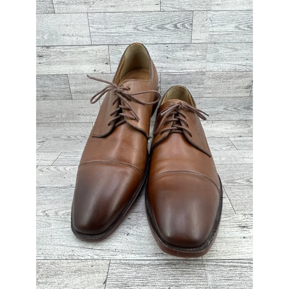 Johnston & Murphy Men Sz 11 M Brown Leather Cap Toe Oxford Dress Shoes‎ 20-5090